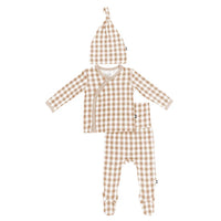 KYTE BABY TAKE ME HOME SET WITH CAP IN GINGHAM BISQUE