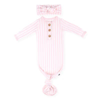 KYTE BABY KNOTTED GOWN WITH BOW SET IN SMALL SAKURA STRIPE