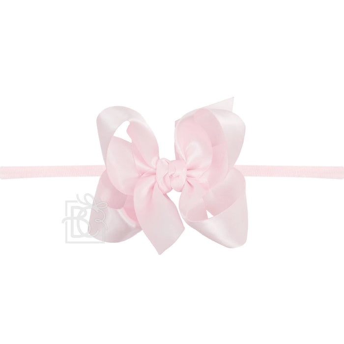 BEYOND CREATIONS  1/4" PANTYHOSE HEADBAND WITH SATIN BOW PINK