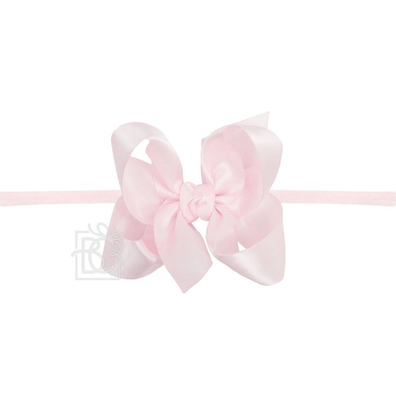 BEYOND CREATIONS  1/4" PANTYHOSE HEADBAND WITH SATIN BOW PINK