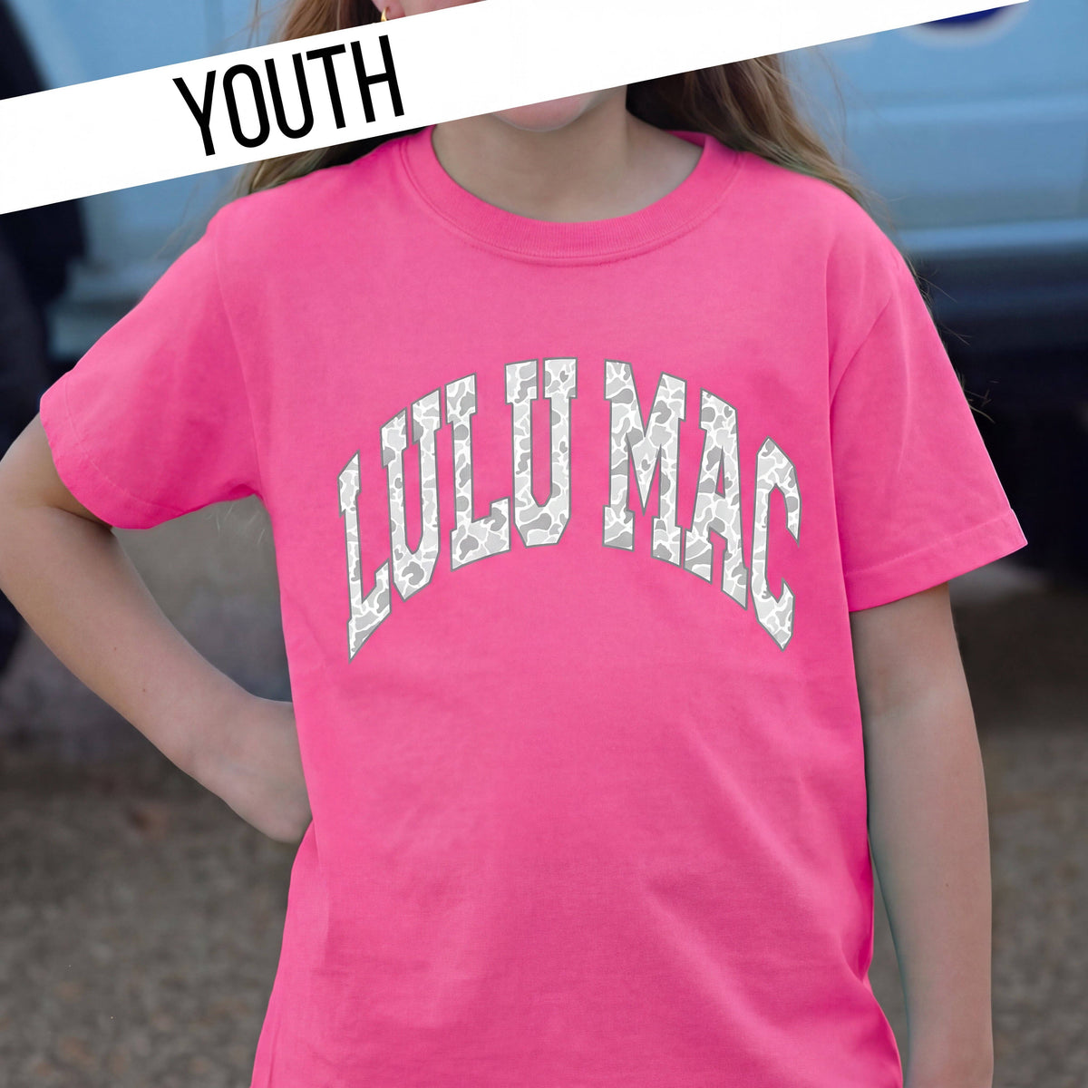 Camo Neon Pink Youth Comfort Colors Tee Neon Pink