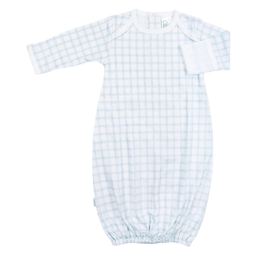 PATY PIMA OVERLAP SHOULDER GOWN BLUE GINGHAM