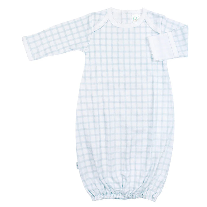 PATY PIMA OVERLAP SHOULDER GOWN BLUE GINGHAM