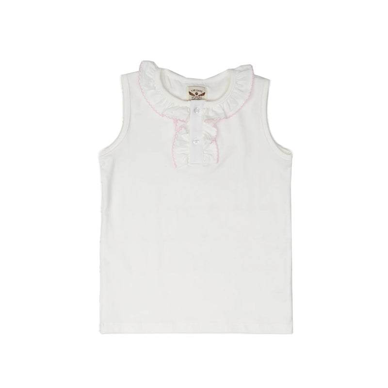 THE OAKS LUCY TANK WHITE W/PINK