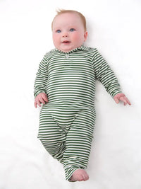 Goosies Sweatshirt Polo Romper Stripes Green