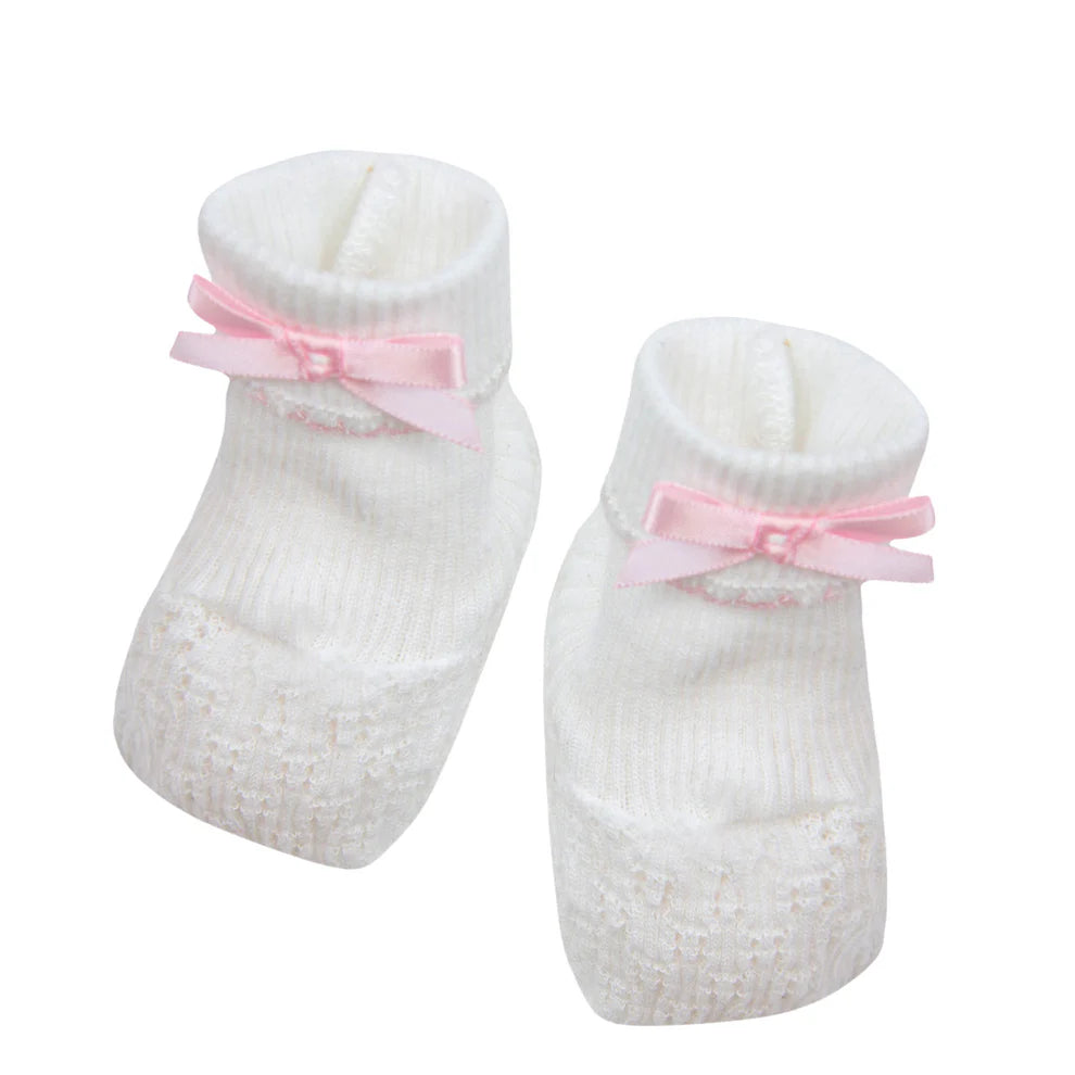 PATY KNIT BOOTIES PINK WITH BOW