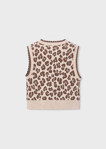 Leopard print vest on a light gray background