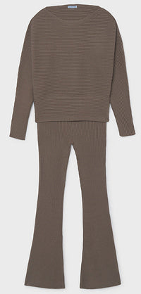 Ribbed Pant Set Taupe