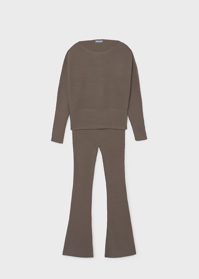 Ribbed Pant Set Taupe