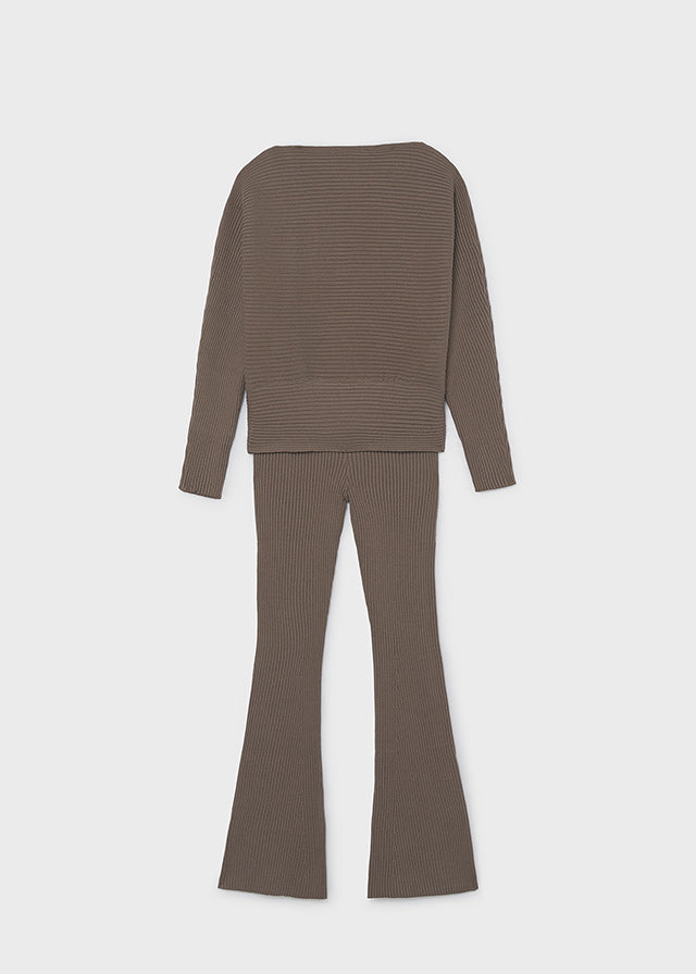 Ribbed Pant Set Taupe