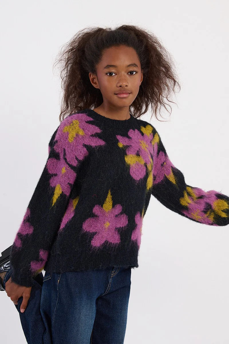 MOLLY BRACKEN KNIT SWEATER WITH FLOWERS