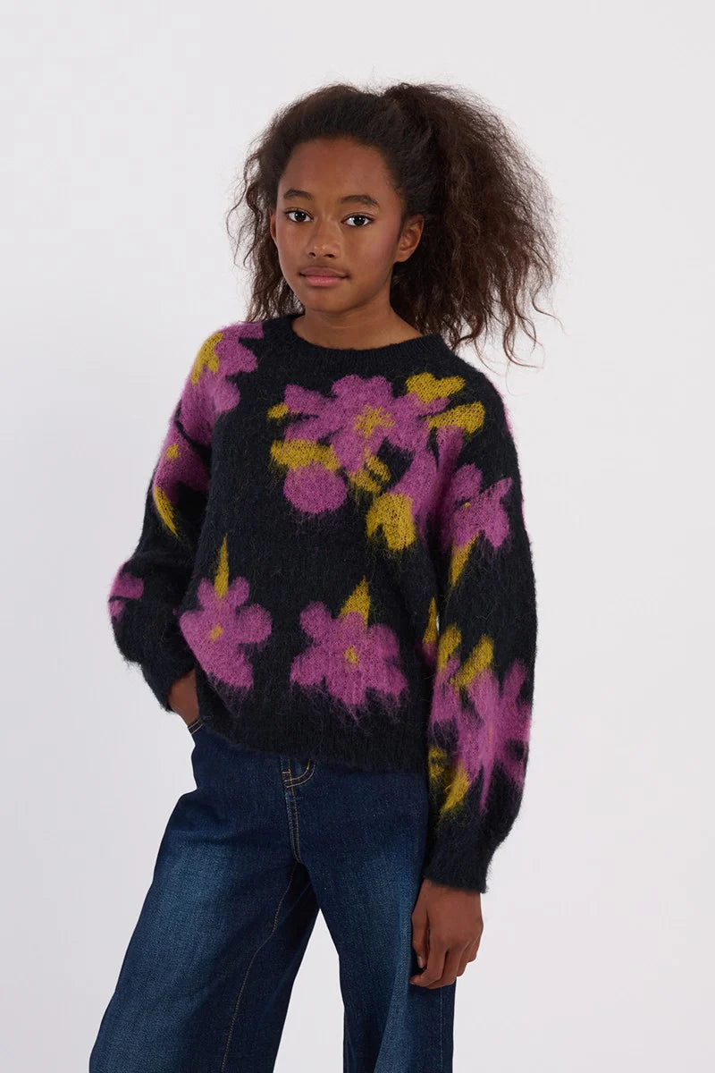 MOLLY BRACKEN KNIT SWEATER WITH FLOWERS