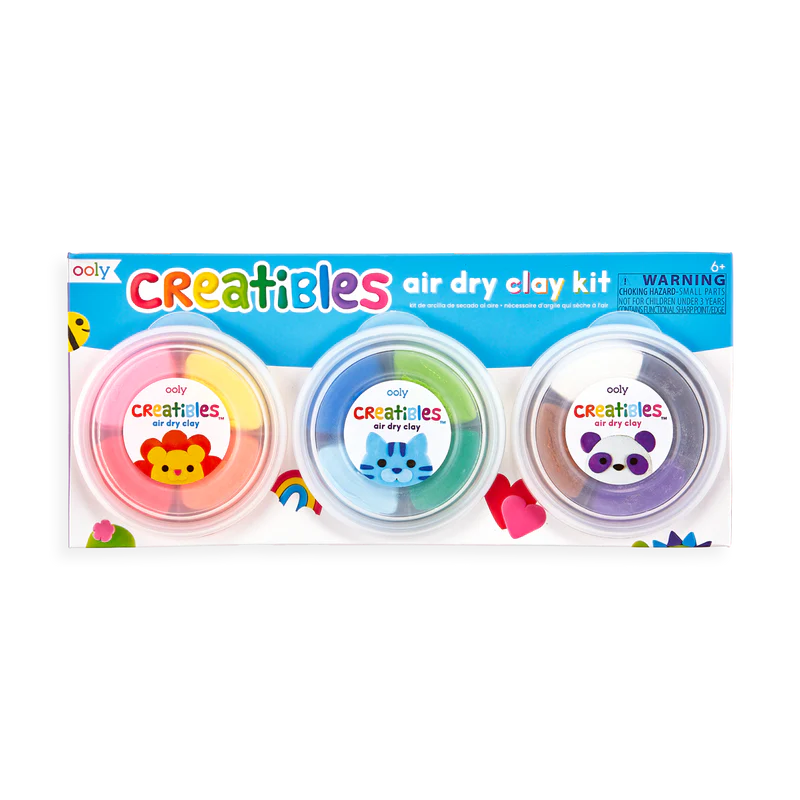 OOLY CREATIBLES D.I.Y. AIR-DRY CLAY KIT SET OF 12 COLORS + 3 TOOLS