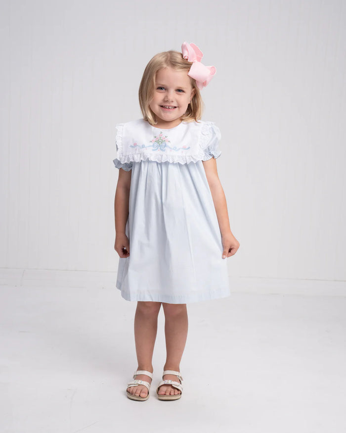 REMI DRESS PORCELIAN BLUE FLORAL BOW