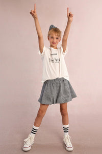 GIRLS WOVEN SKIRT BLACK/WHITE