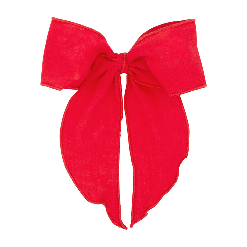 WEE ONES WHIMSEY TAILS COTTON GAUZE FABRIC BOW RED
