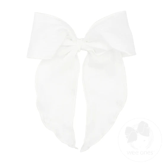 WEE ONES WHIMSEY TAILS COTTON GAUZE FABRIC BOW WHT