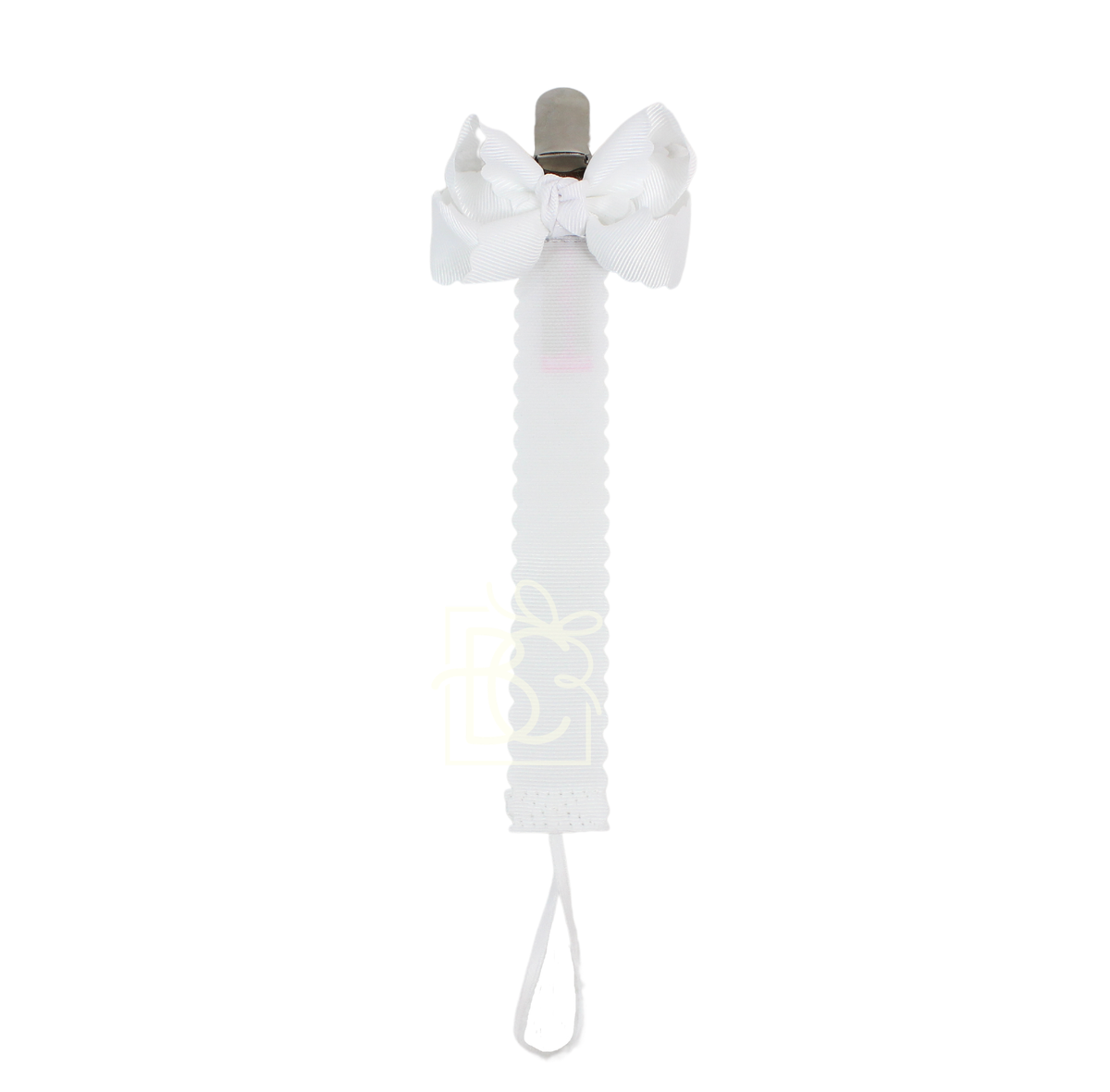 Scalloped Paci Clip White