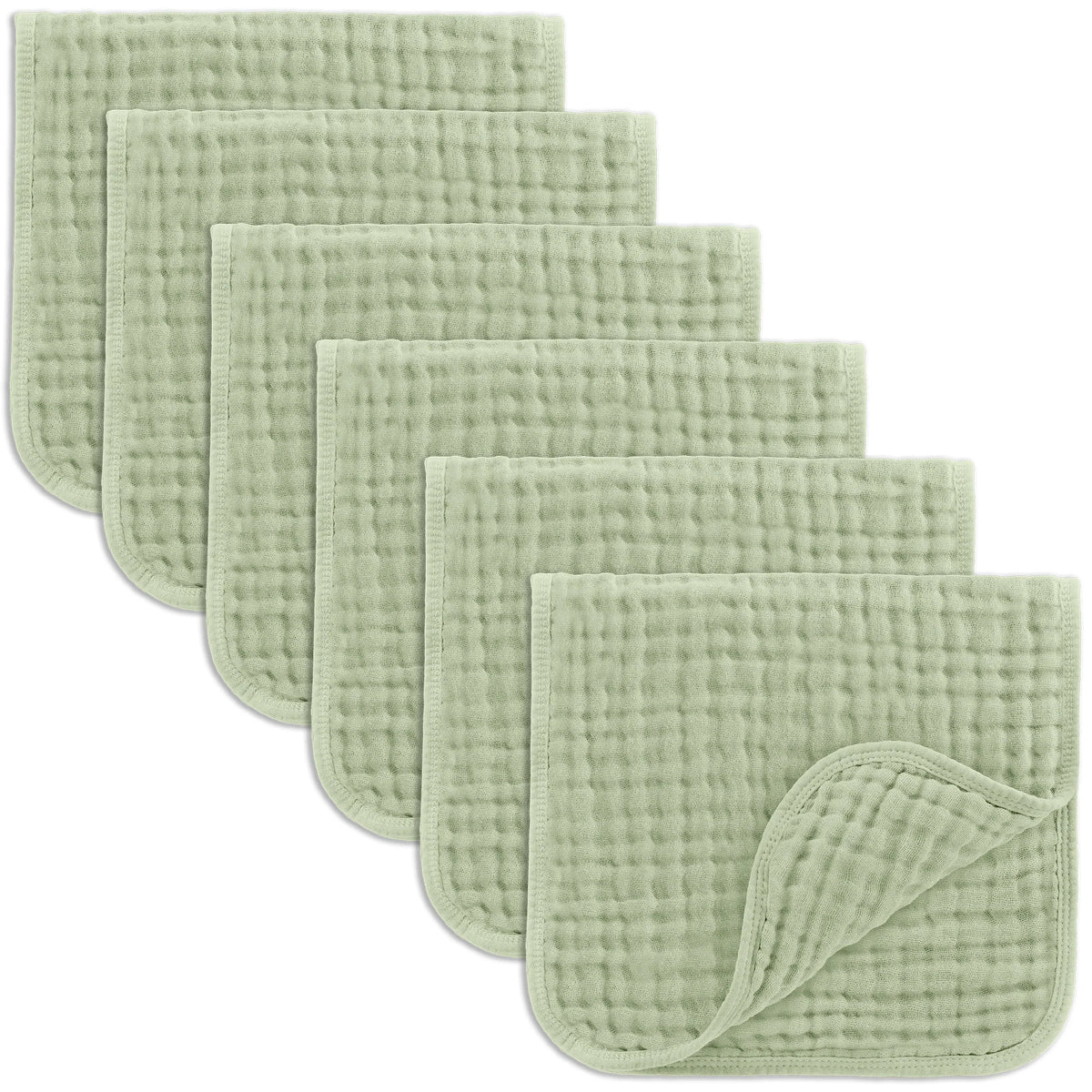 COMFY CUBS SAGE MUSLIN BURP CLOTH 6 PACK