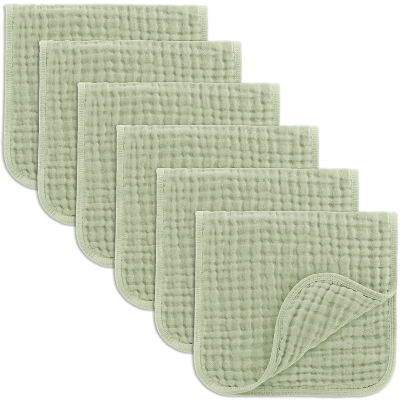 COMFY CUBS SAGE MUSLIN BURP CLOTH 6 PACK