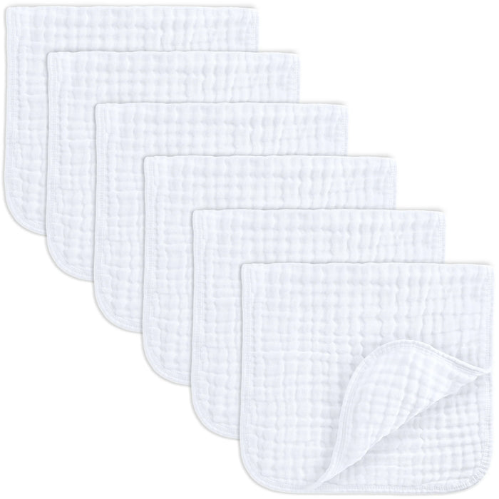 COMFY CUBS WHITE MUSLIN BURP CLOTH 6 PACK