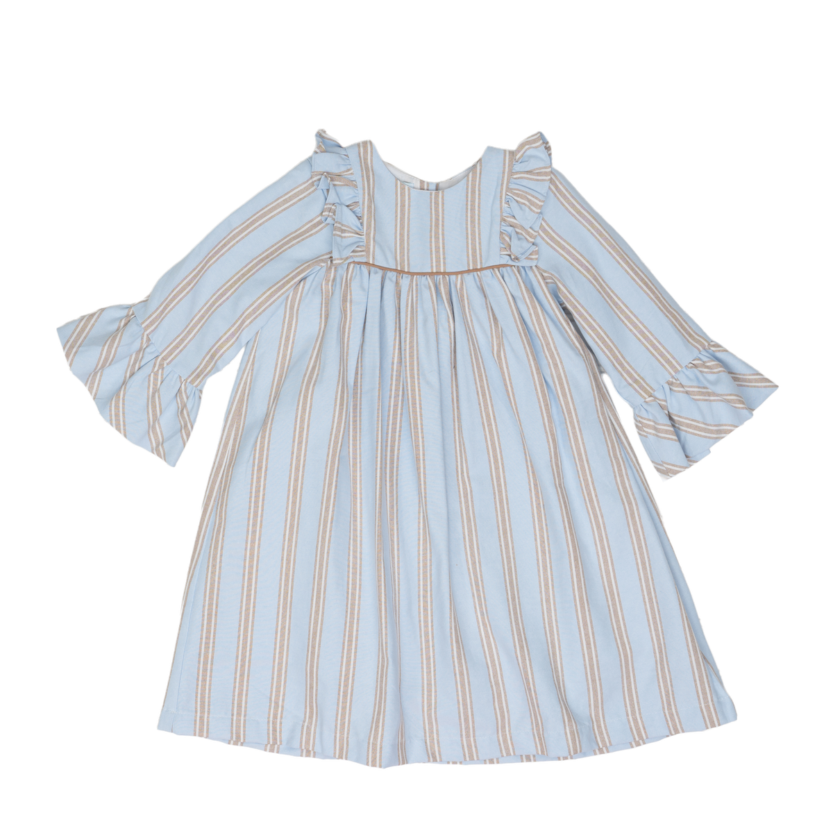 THE OAKS MARTY DRESS BLUE/BROWN STRIPE