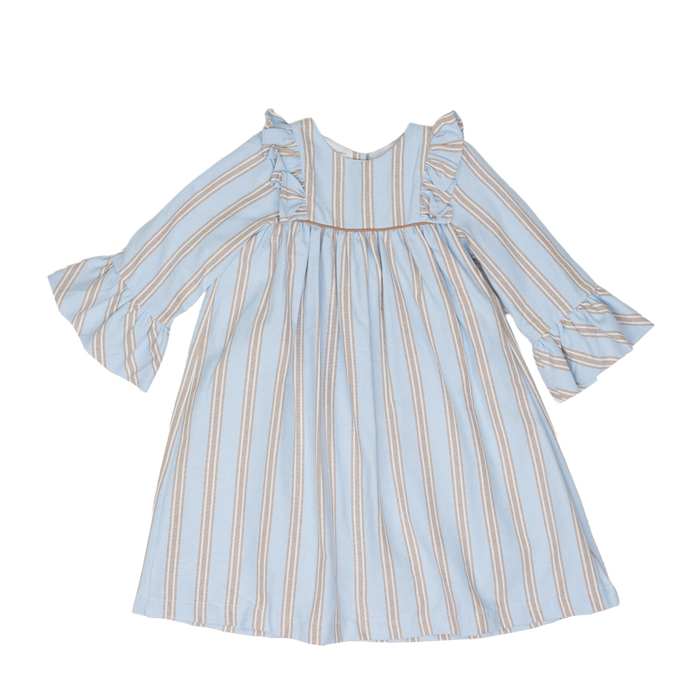 THE OAKS MARTY DRESS BLUE/BROWN STRIPE