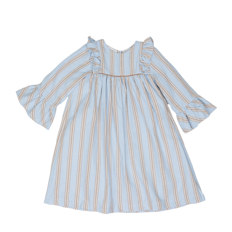 THE OAKS MARTY DRESS BLUE/BROWN STRIPE