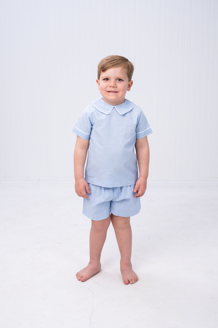 THE OAKS JOHN SHORT SET BLUE LINEN