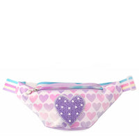 OMG ACCESORIES METALLIC HEART PRINTED FANNY PACK