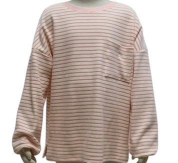 HAYDEN GIRLS SOFT STRIPE KNIT CONTRAST BANDED LONG SLEEVE