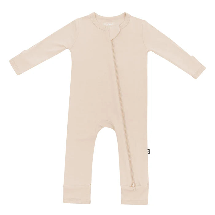 KYTE BABY ZIPPERED ROMPER IN BISQUE