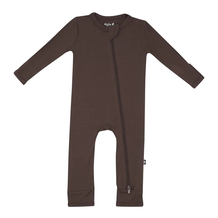 KYTE BABY ZIPPERED ROMPER IN ESPRESSO