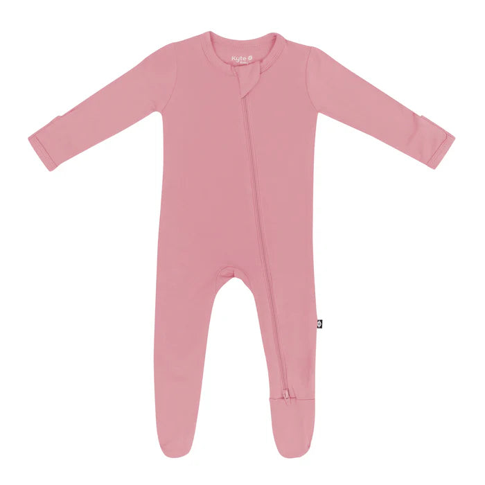 KYTE BABY ZIPPERED FOOTIE IN APPLE BLOSSOM