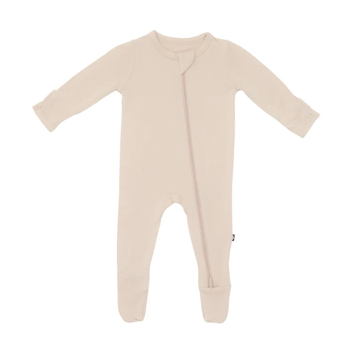 KYTE BABY ZIPPERED FOOTIE IN BISQUE