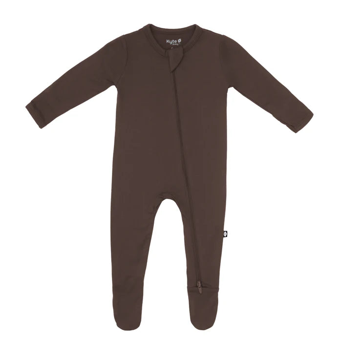 KYTE BABY ZIPPERED FOOTIE IN ESPRESSO