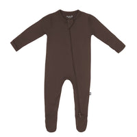 KYTE BABY ZIPPERED FOOTIE IN ESPRESSO