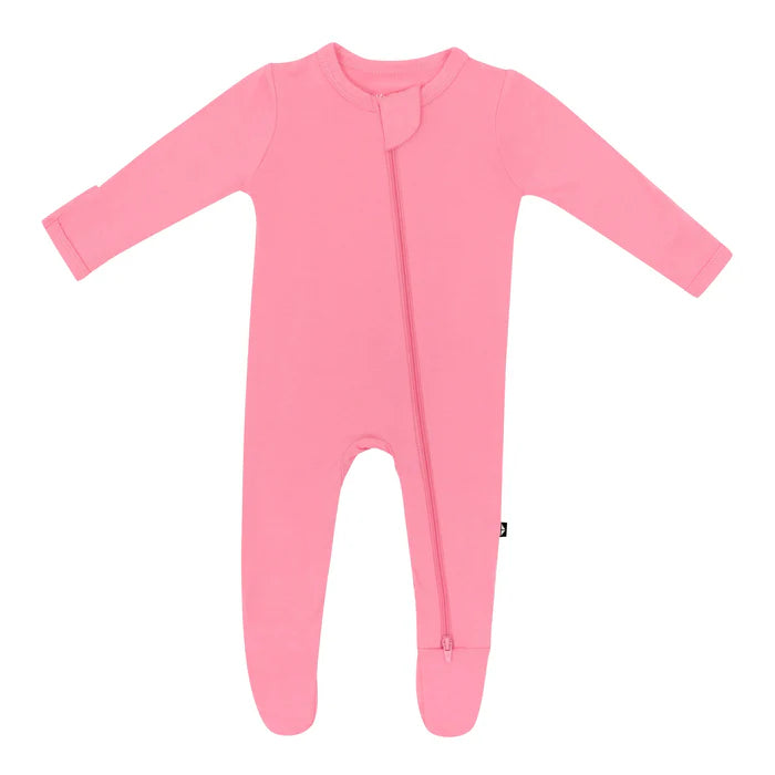 KYTE BABY ZIPPERED FOOTIE IN GUAVA