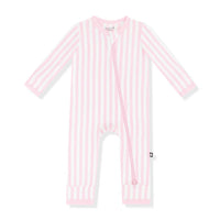 KYTE BABY ZIPPERED ROMPER IN SMALL SAKURA STRIPE