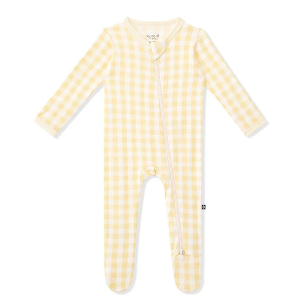 Zippered Footie Gingham Chamomile