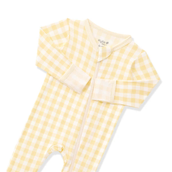 Zippered Footie Gingham Chamomile
