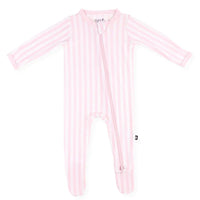 KYTE BABY ZIPPERED FOOTIE SMALL SAKURA STRIPE