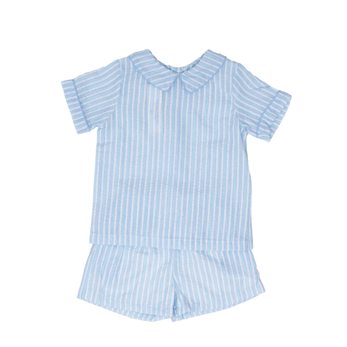 THE OAKS LIAM SHORT SET BLUE & WHITE STRIPE