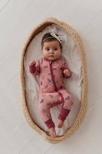 Babysprouts Long Sleeve Zip Romper in Butterfly Bloom