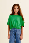MINI MOLLY GIRLS KNITTED TEE WITH TIES GREEN