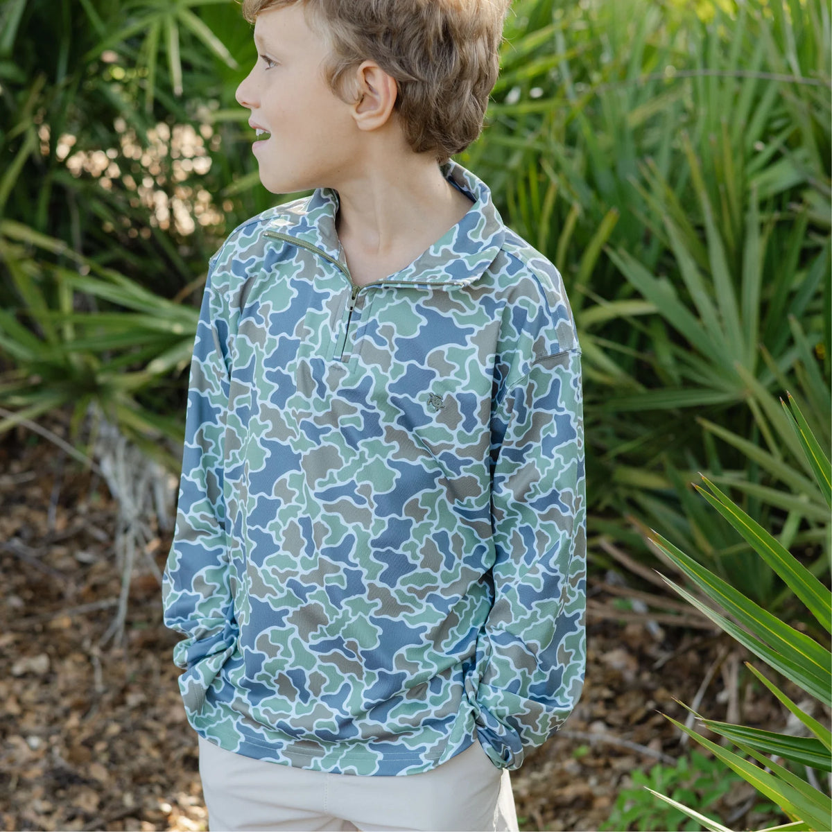 Performance Half Zip Green Camo