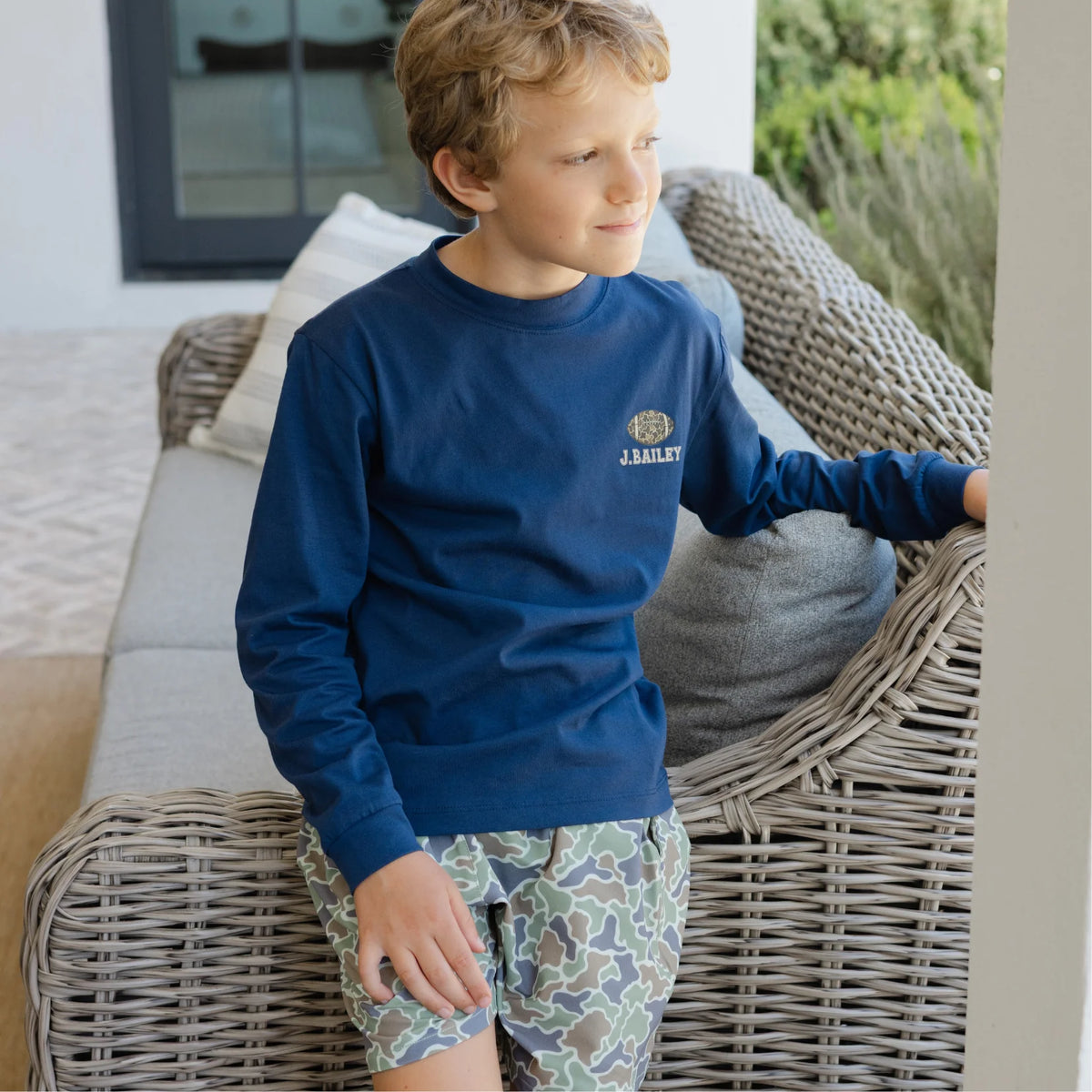 Bailey Boys Long Sleeve Logo Football Tee