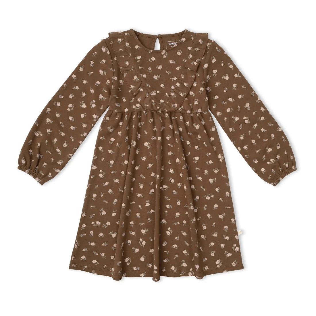 MakeMake Organics Long Sleeve Ruffle -V- Dress - Primrose