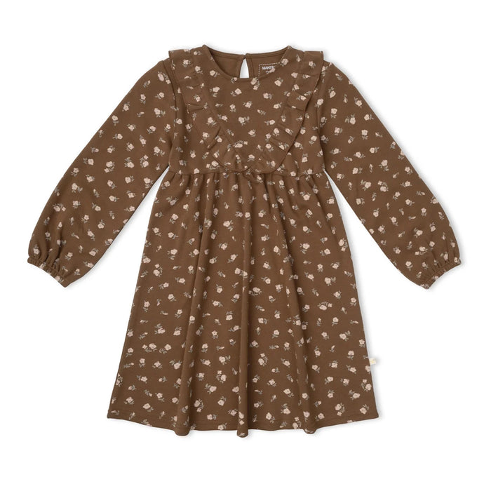MakeMake Organics Long Sleeve Ruffle -V- Dress - Primrose