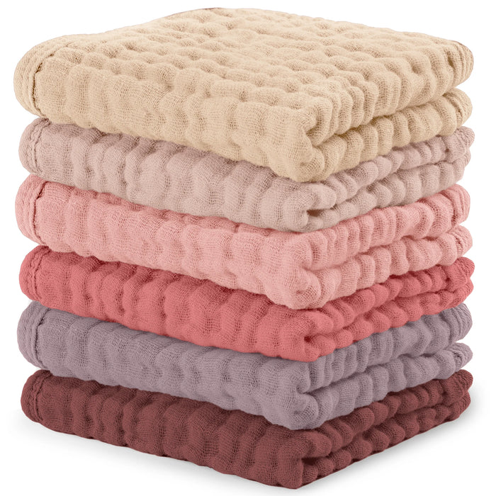 COMFY CUBS MUSLILN WASH CLOTHS MULTI GIRL 6 PACK